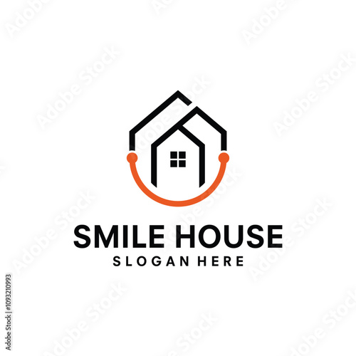 house smile logo design template illustration vector