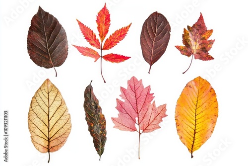 In autumn season, multicolored leaves fall and fly across the background.