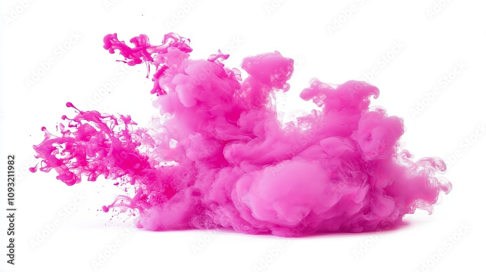 Fototapeta premium An explosion of pink smoke paint on a transparent background