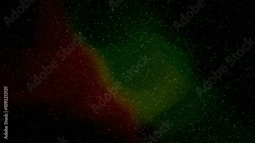 Abstract motion graphics, red green nebula at starry night.