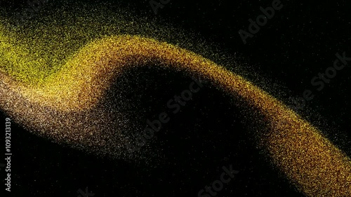 Abstract motion graphics, golden nebula at starry night.