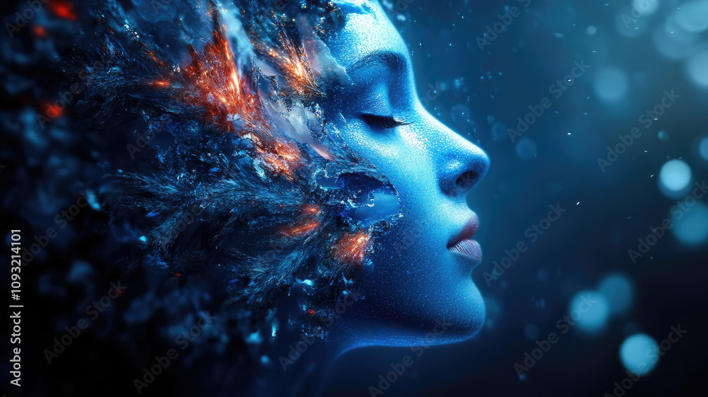 Artistic portrait of woman with abstract elements and vibrant colors Artistic portrait of woman with abstract elements and vibrant colors