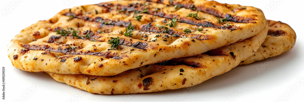 Photo Grilled Naan Bread with Thyme and Herbs Photo Grilled Naan Bread with Thyme and Herbs
