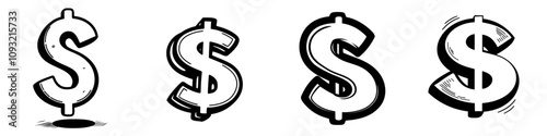 Flat icon of the American dollar currency or dollar symbol for apps and websites.
