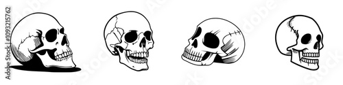Flat icon of a death skull or human skull for games and websites.