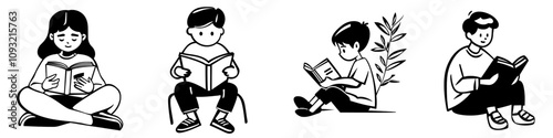 Using a book flat icon for reading or learning in education apps and websites.