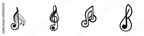 Eighth note or flat music note icon for applications and websites.