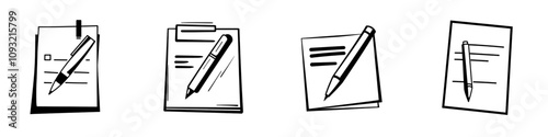 A line art icon of a pen signing a contract, suitable for business applications and websites.