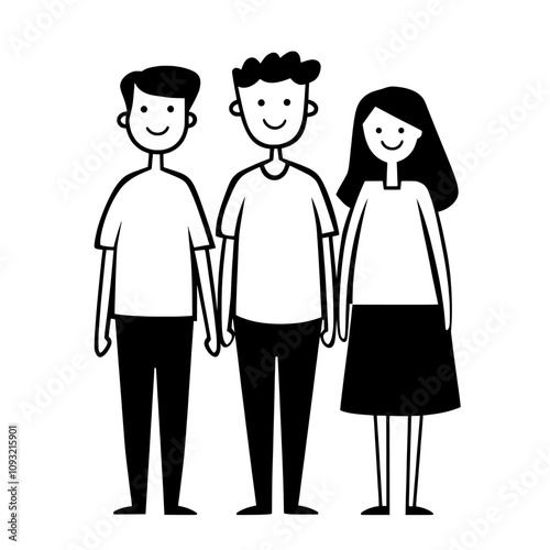 Icon depicting friends. Concepts of teammates and brotherhood. Modern illustration suitable for themes such as support, teamwork, and community.