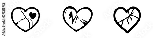 Icon depicting heartbreak or divorce, designed for apps and websites.