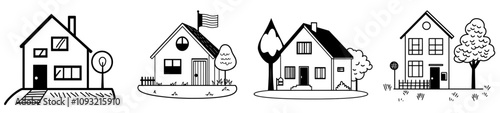 Modern icon for apps and websites representing a home, house, or real estate flat.