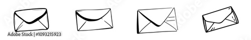 Modern thin line art icon of a message or letter envelope for apps and websites.