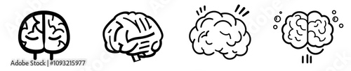 Modern line art icon of the brain or mind in profile, suitable for medical apps and websites.