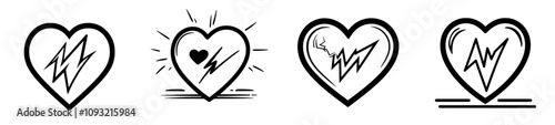 A flat, modern icon featuring a red automated external defibrillator (AED) sign with a heart and electricity symbol.