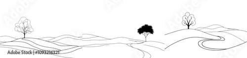 A modern illustration featuring a tree drawn with one continuous line.