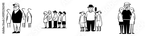 Queue Icon: A simple, modern sign depicting people lining up or standing, perfect for designs, websites, presentations, or mobile apps.
