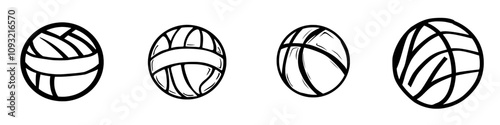 A volleyball line art icon designed for sports apps and websites.