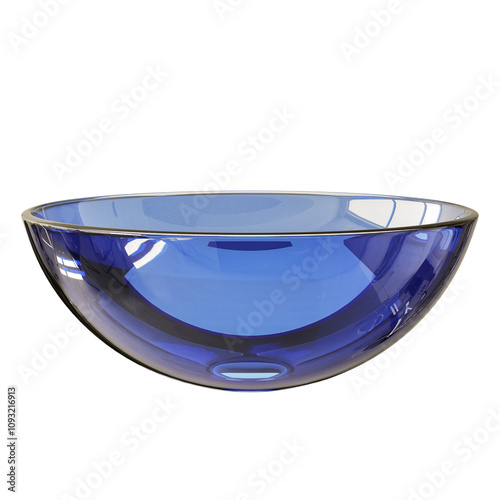 A blue bowl with a clear glass base