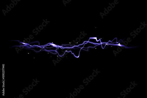 Bright glow of lightning. Realistic effect of bright electric discharge of blue lightning. Vector 10 EPS
