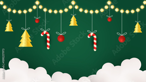 Colorful Background for Season Celebration Christmas With 3d Element. Design Illustration for Cover, Print, Poster, Wallpaper, Background, Banner, Pamphlet, Presentation