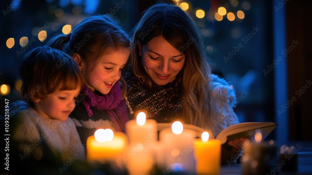 Mother Reading To Her Children By Candlelight Mother Reading To Her Children By Candlelight
