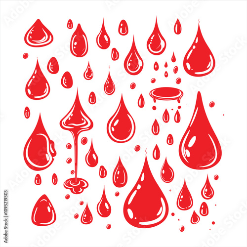 Blood Splash Splatters Design Vector Bundle Set, dripping blood different gore splashes,
