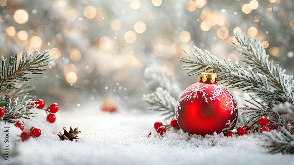 Blank Christmas card nestled among snowy pine branches and festive decor, waiting to be filled with seasonal greetings. Blank Christmas card nestled among snowy pine branches and festive decor, waiting to be filled with seasonal greetings.