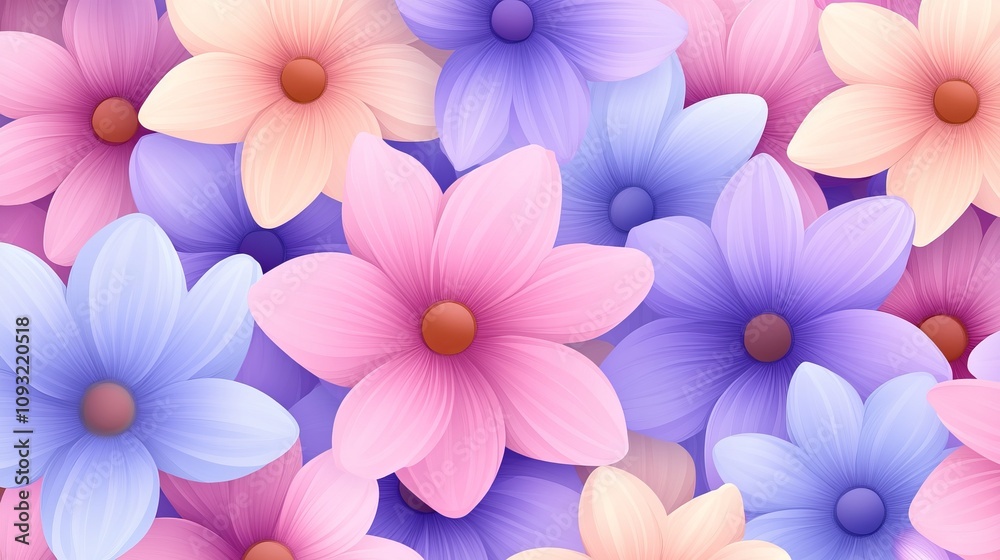 A Delicate Floral Design with a Palette of Pastel Hues