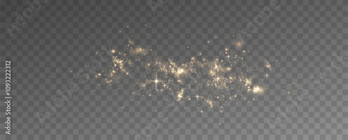 Golden Dust Light.Glowing Christmas Dust Backdrop.	