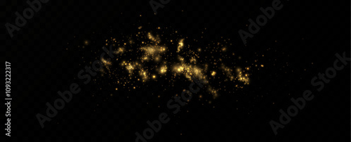 Golden Dust Light.Glowing Christmas Dust Backdrop.	