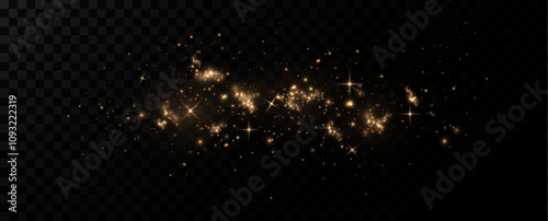 Golden Dust Light.Glowing Christmas Dust Backdrop.	