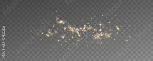 Golden Dust Light.Glowing Christmas Dust Backdrop.	