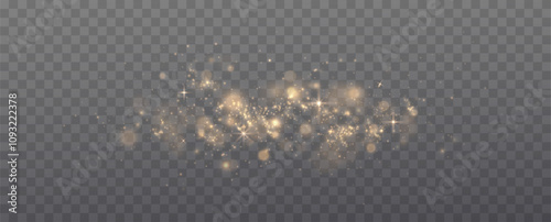 Christmas glowing bokeh. A blur of sparks and golden stars sparkle with a special light. Golden bokeh effect.
