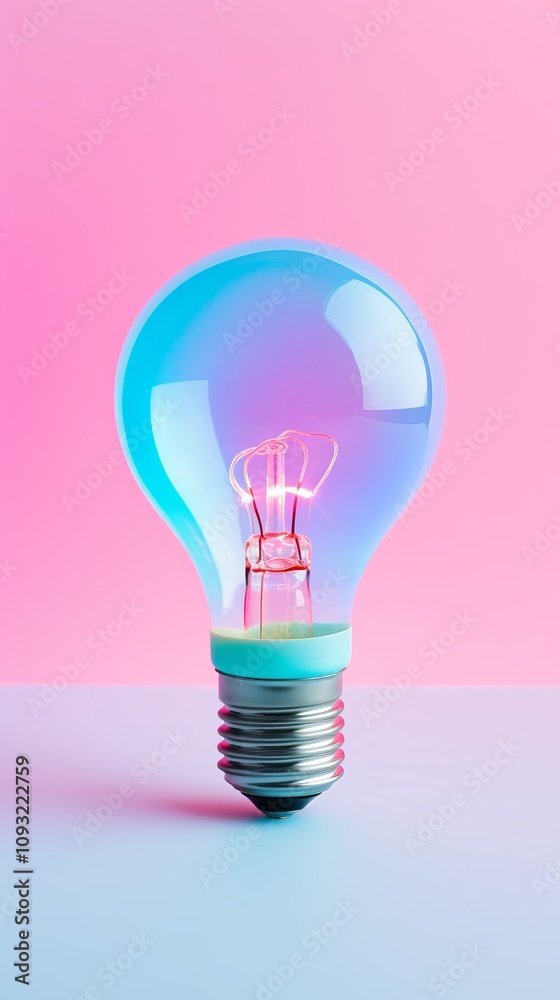 Vibrant Neon Lightbulb: A Striking Visual of Innovation and Inspiration Vibrant Neon Lightbulb: A Striking Visual of Innovation and Inspiration