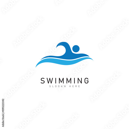 swimming logo vector illustration design template