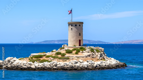 Watchtower Torre di Porto Scudo, island of Sardinia photo