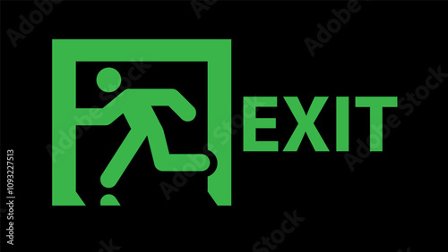 Illustration of emergency exit sign,directional fire exit signs