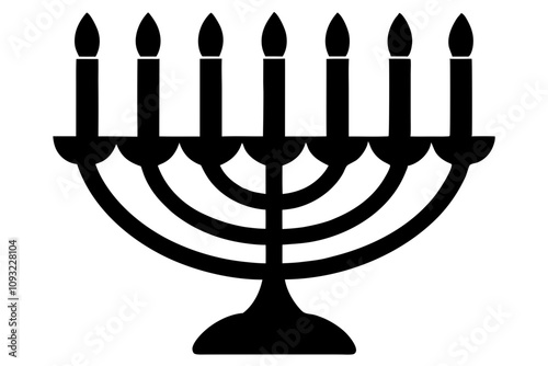 Hanukkah Menorah Silhouette - Traditional Menorah with Candles Vector Design