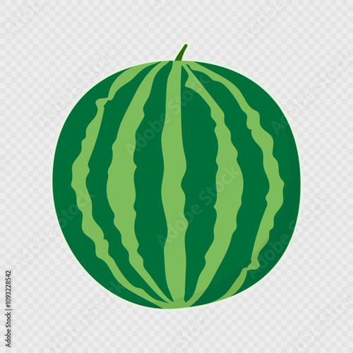 Cartoon single watermelon. Vector illustration.