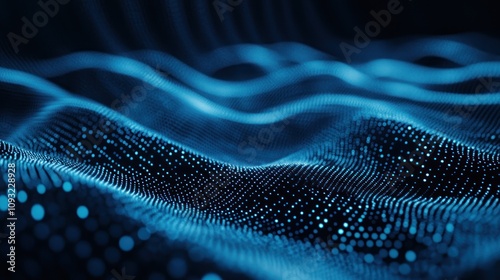 Abstract representation of digital waves in blue tones, showcasing fluid motion and depth.