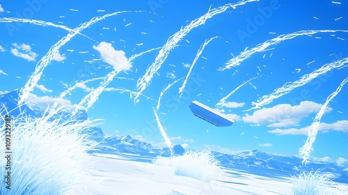 ICBM re-entry vehicle separating in the upper atmosphere. 