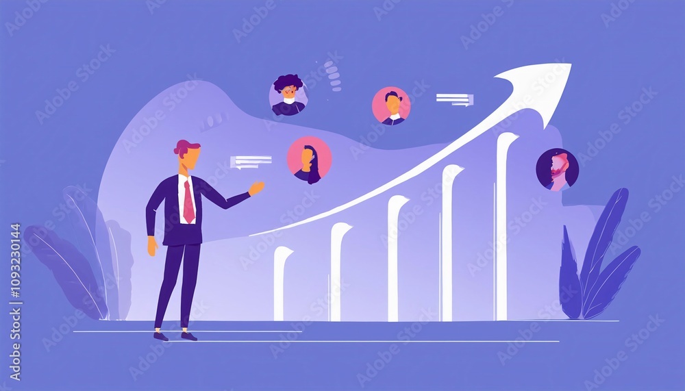 illustration business person with chart illustration business person with chart