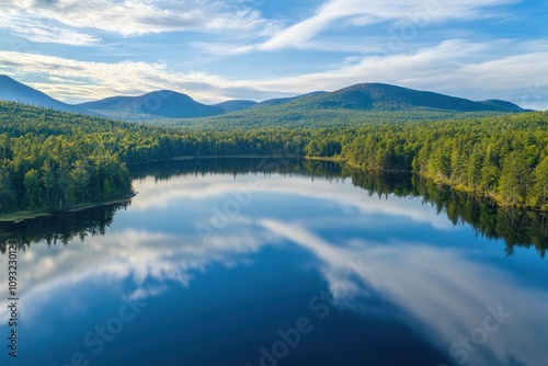 Serene Mountain Lake Reflecting Cloudscape