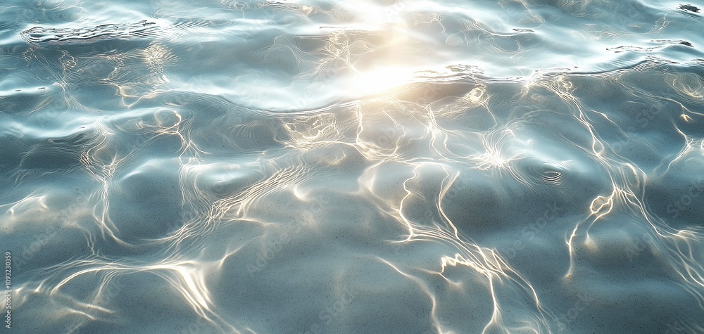 Fototapeta premium Tranquil Surface of Water with Reflective Ripples and Shimmering Sunlight Creating a Serene and Calming Atmosphere for Nature Photography