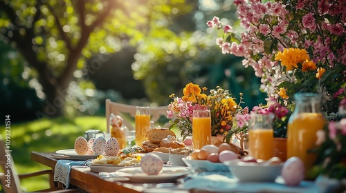 Outdoor breakfast gathering garden food photography spring warm vibes