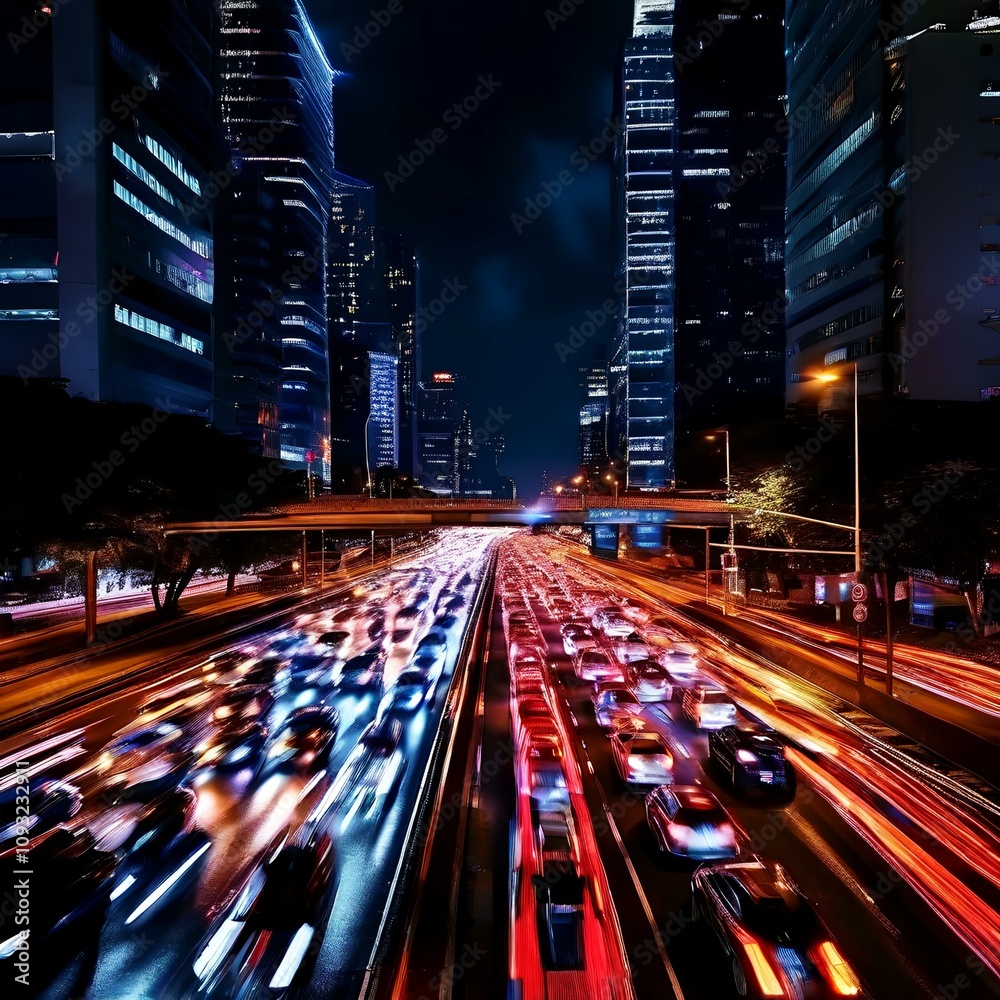 Fototapeta premium traffic light on the road at night