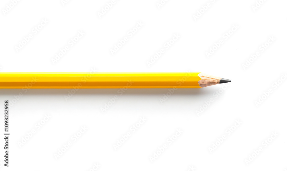 Minimalist workspace pencil and paper content clean environment top-down view concept isolate on white background Minimalist workspace pencil and paper content clean environment top-down view concept isolate on white background