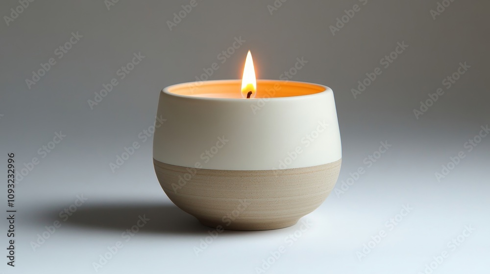 Calming aroma from a beautifully crafted candle in a minimalist setting Calming aroma from a beautifully crafted candle in a minimalist setting