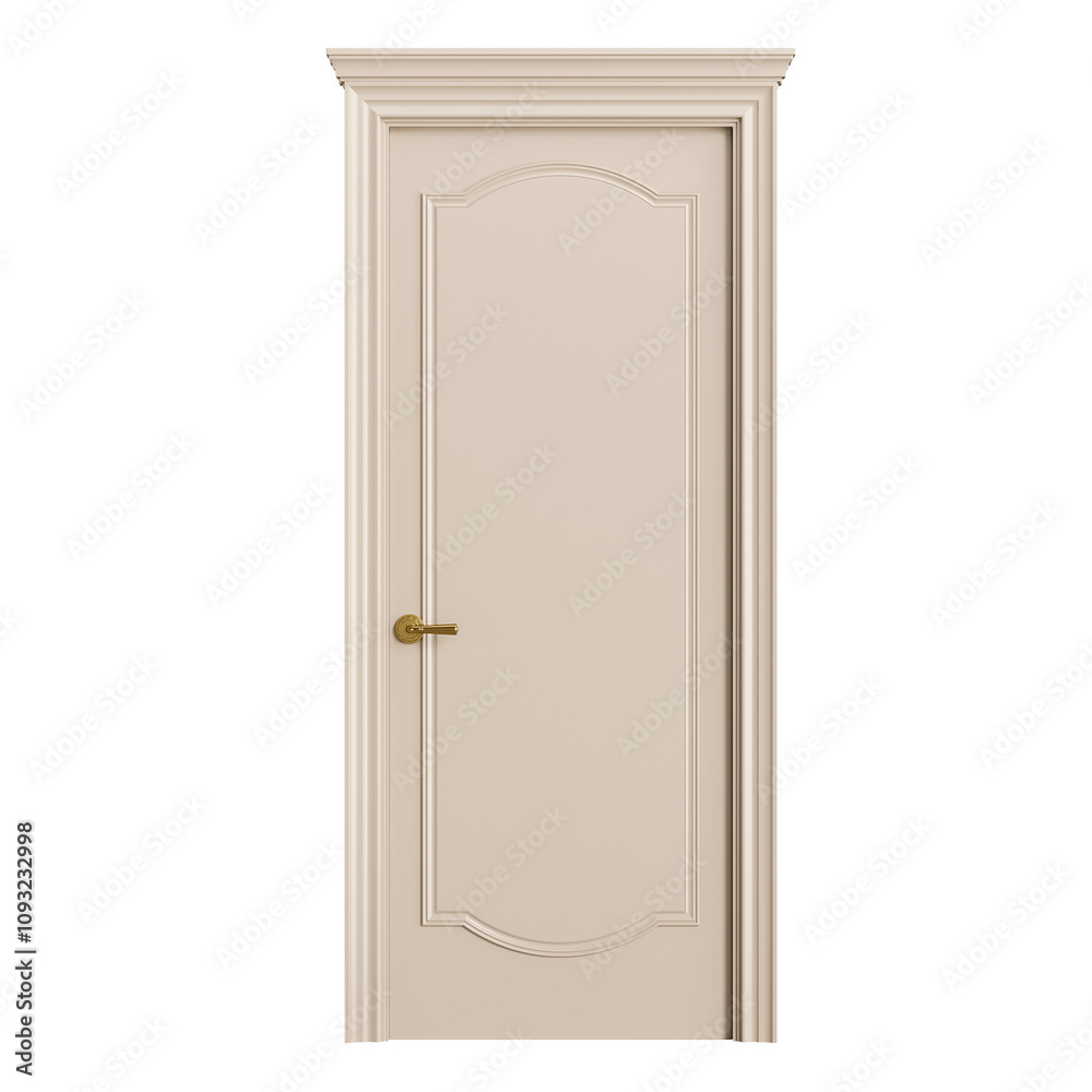 A white door with a gold handle and a brass knob A white door with a gold handle and a brass knob
