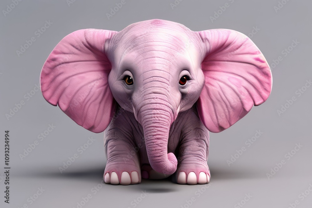 hant gray with pink ears shaped like a friendly elephant with a hant gray with pink ears shaped like a friendly elephant with a